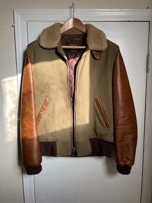 Schott 793 Leather and Wool Bomber Jacket Small