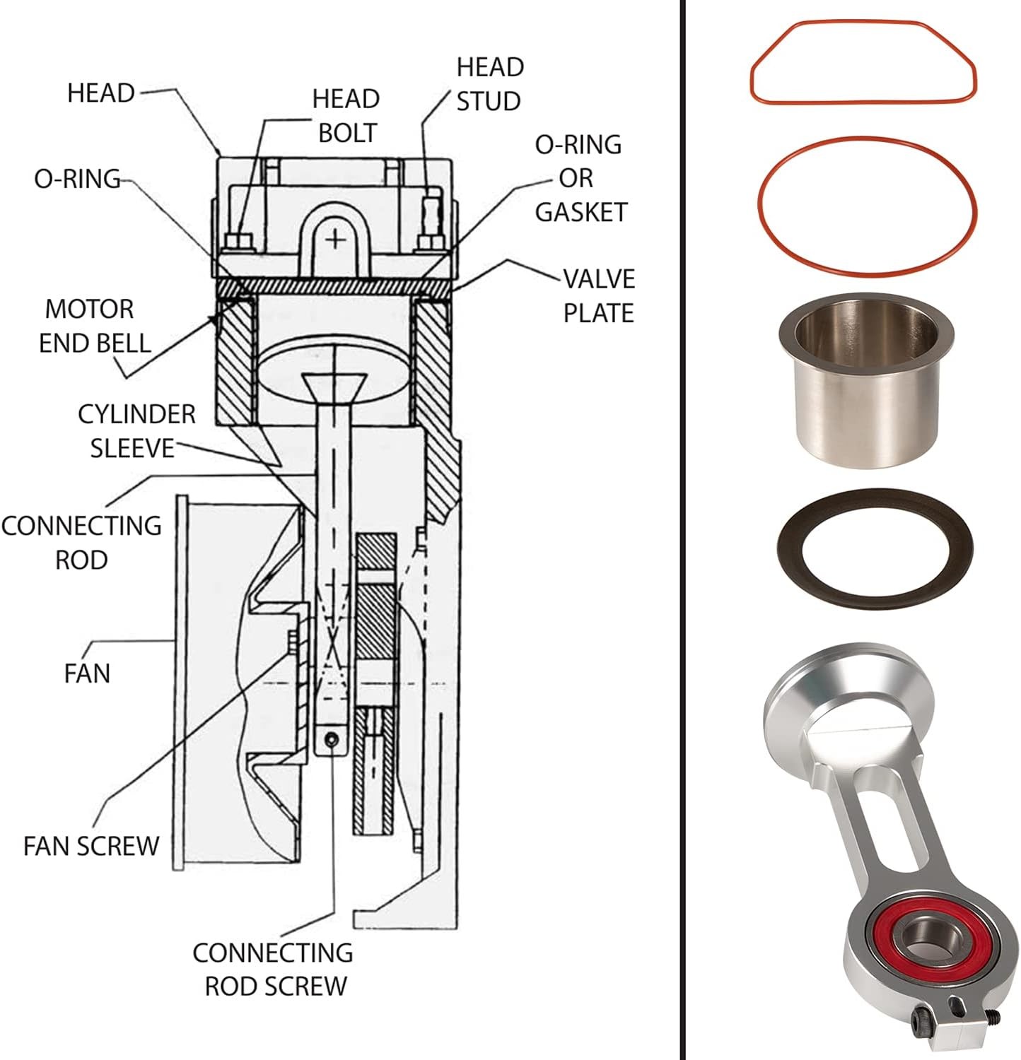 Piston Kit For Porter Cable Craftsman Devildiss Dewalt