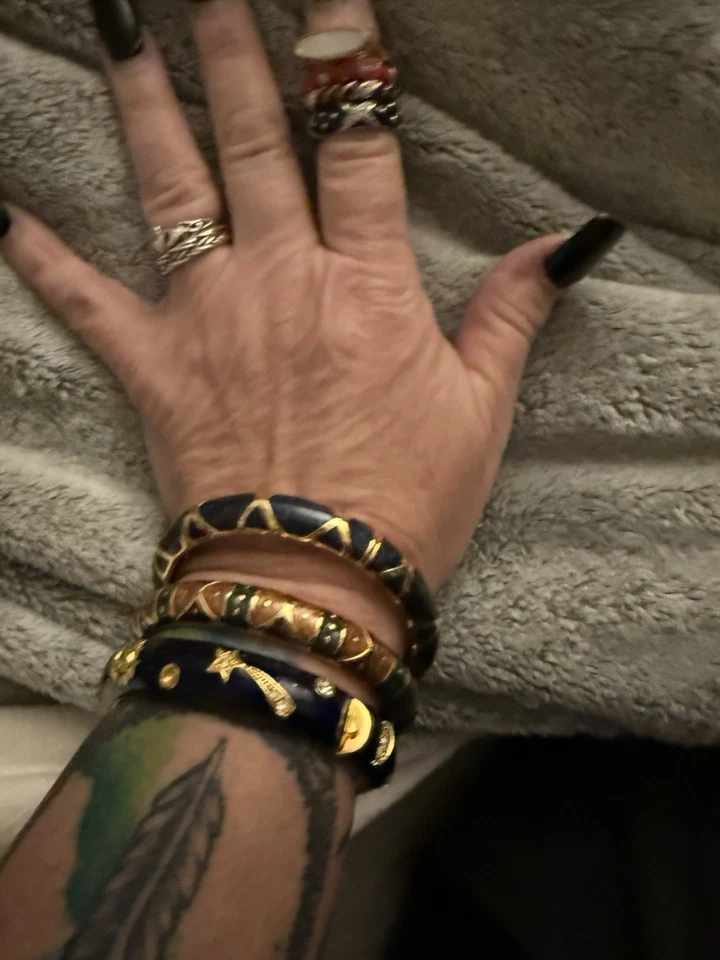 Lote de anillos brazalete brazalete esmalte azul crema estilo LGA, estilo Hidalgo, KJL Foto 2 de 4