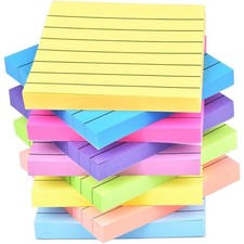 Lined Sticky Notes 3x3 Inch 9 Pack Bright Colors Self-Stick Memo Pads with Lines