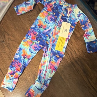 Bums & Roses Baby One Piece Swimsuit Long Sleeve Full Zip 3-6M Sea Life