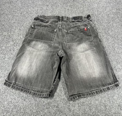 Vintage Southpole Jean Shorts Men 38 Black Red Tab Baggy Hip Hop