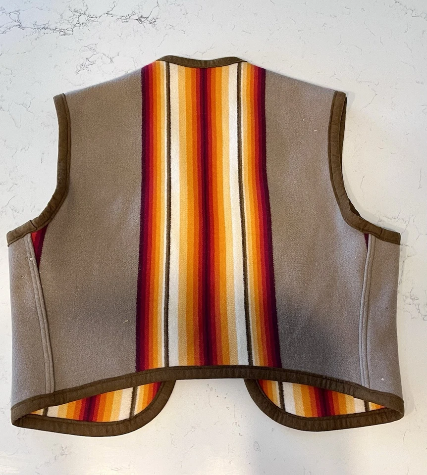 Vintage 80’s Pendleton Beaver State Wool Vest Men S Southwest Native American - Image 3 of 4