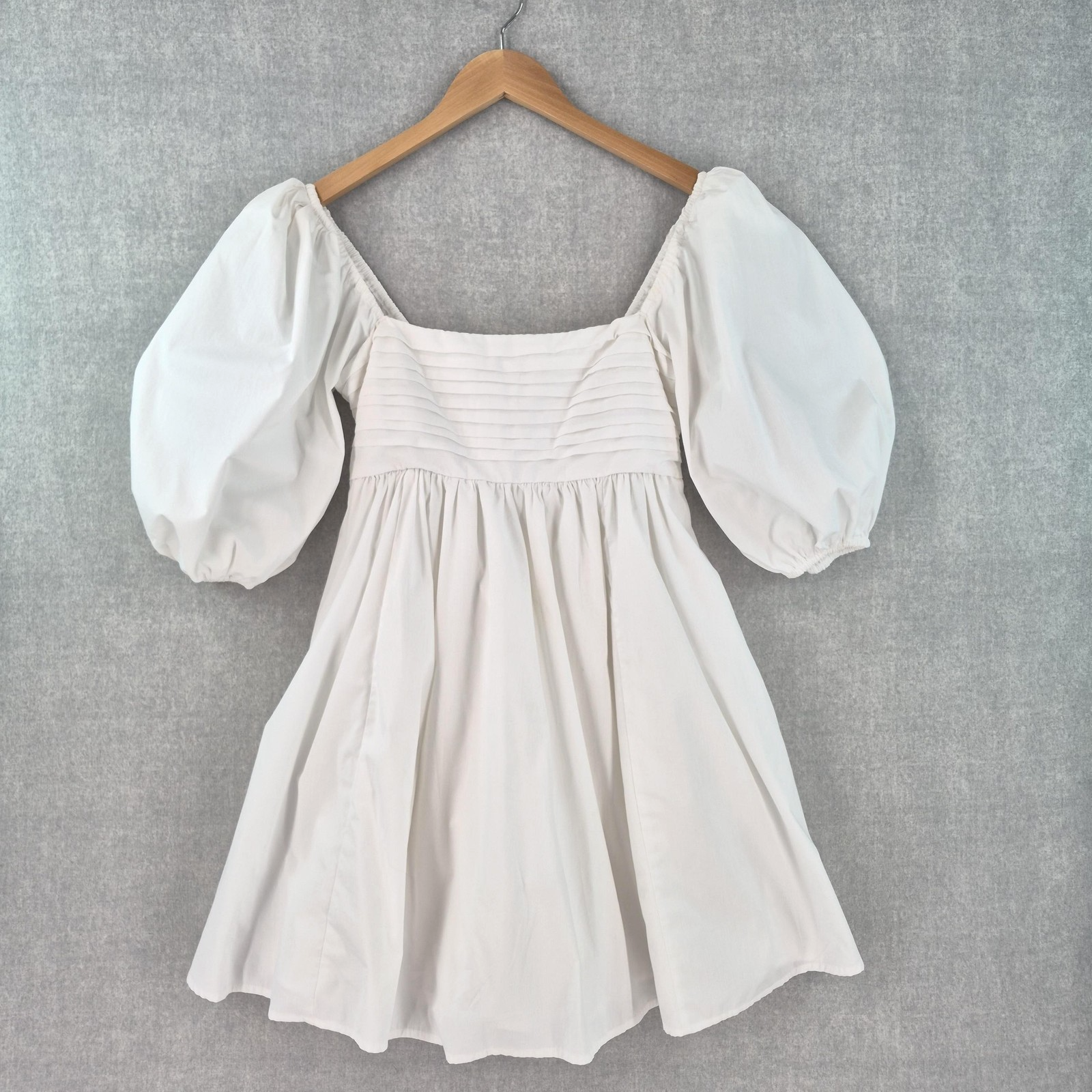 Abercrombie & Fitch White Emerson Poplin Puff Sleeve Babydoll Mini Dress Small