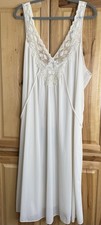Vintage Nightgown White Lace Trim Large