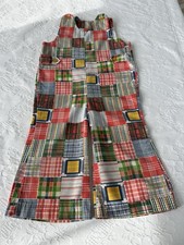 Vintage 1970 Faux Patchwork Forester Bell Bottom Overalls 4T Unisex