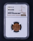 1937-S Lincoln Wheat Small Cent Copper NGC MS66 RD WB070
