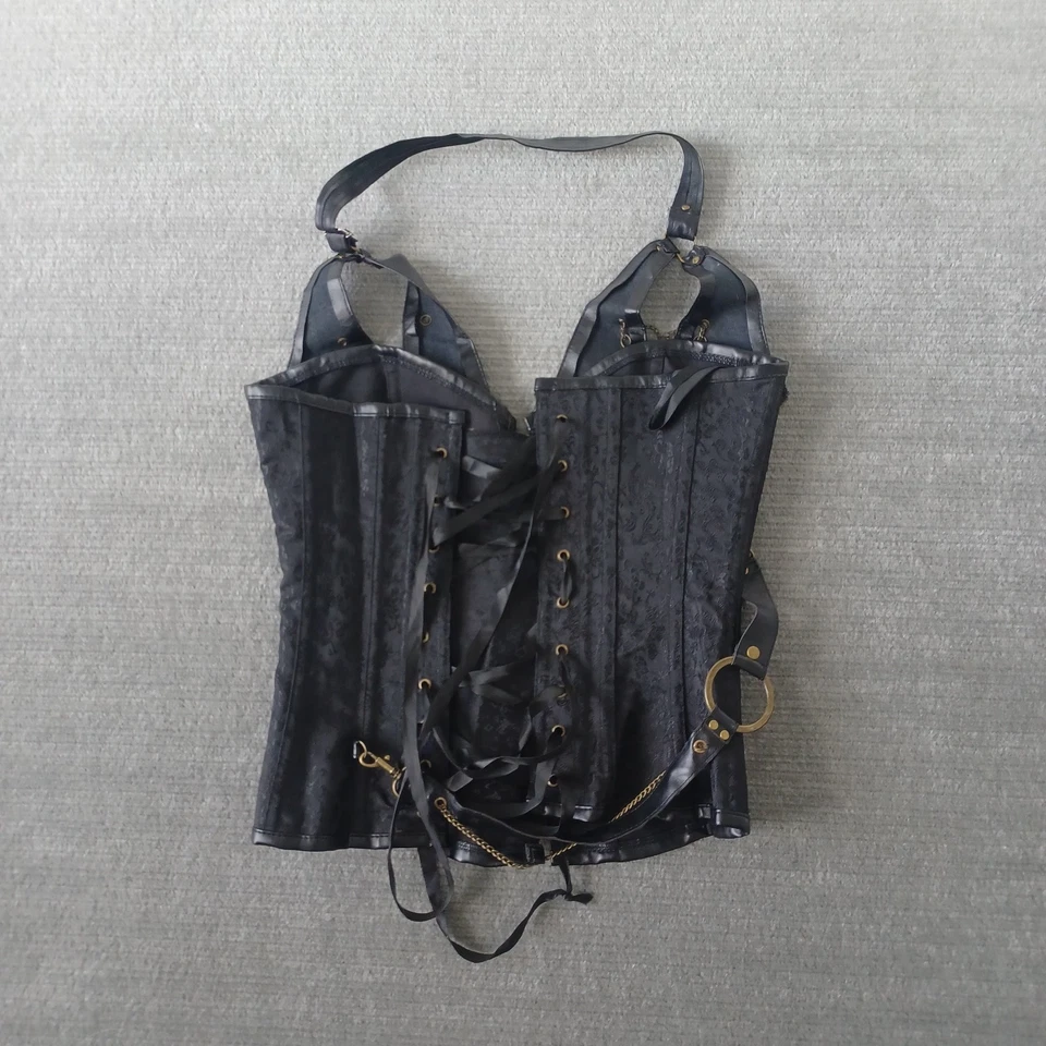 Corsé Coqueta Bustier Negro Encaje Mujer S Gótico Encaje Corbata Pinup Steampunk Foto 4 de 4