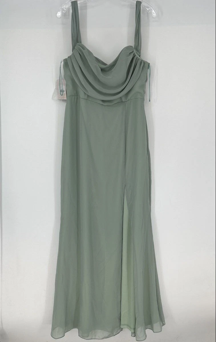green emerald velvet dress Sage Tulle Overlaid Strapless A-Line Floor Length Bridesmaid Dress main image 0