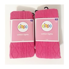 2 Pairs of Circo Girls Cotton Chunky Cable Tights Paradise Pink Size 7-10