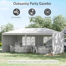 Outsunny 6 x 3 m Party Tent Gazebo Marquee Outdoor Patio Canopy with Windows