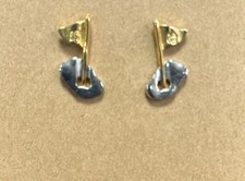 Earrings Gold-Silver Golf Flag in Pin Post vintage Jewelry