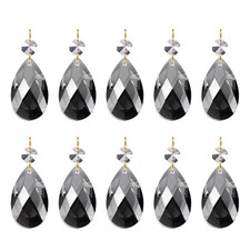10Pcs Teardrop Crystal Chandelier 60mm Length Prisms Part Electroplating Gray