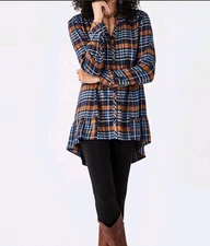 Matilda Jane General Store Plaid Flannel Button Down Tunic Women's XS