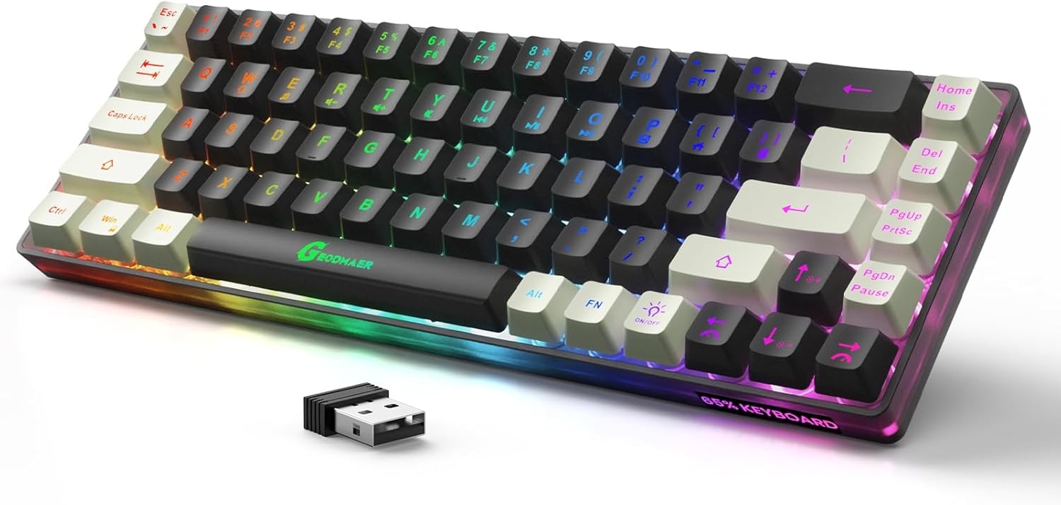 65% Wireless Gaming Keyboard: LED Backlit, 68 Keys, Ultra-Co