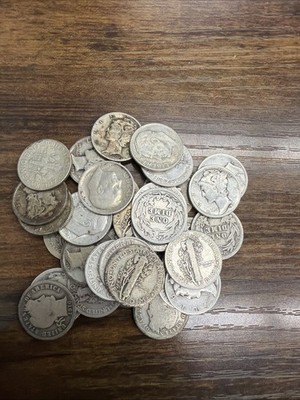 Partial Roll Of (35) Mixed Silver Dimes Coins, Price Will Be Market Based   