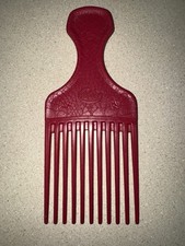 Vintage Goody Hair Pick Plastic Red Crocodile Textured 6.5 Inches USA Nice Cond.