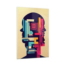 Quadro su Vetro 80x120cm Testa Insieme Di Costruzione Pensiero Stampe Murale