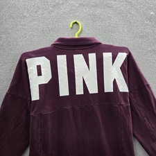 PINK Victoria's Secret Women Sweatshirt L Purple Fleece Back Logo Long Sleeve