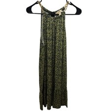 Michael Kors Green Floral Gold Chain Dress Size Large