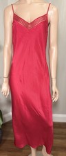 Victoria  s Secret Y2K 100 Silk Red Long Nightgown Maxi Dress Slip Sz M