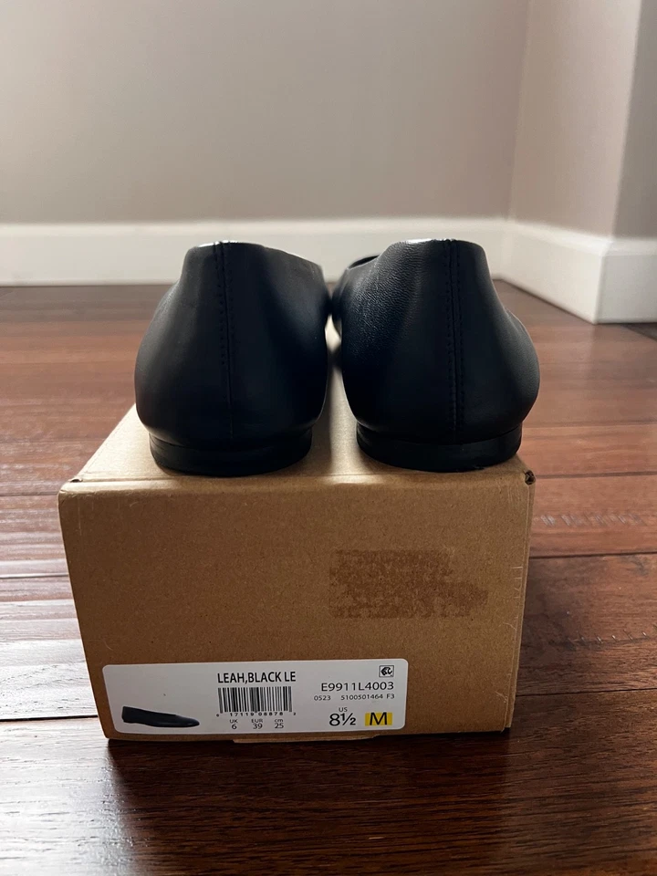 Vince Leah Ballet Planos Cuero Negro Puntera Cuadrada Cápsula Minimalista Talla 8 1/2 Foto 3 de 4