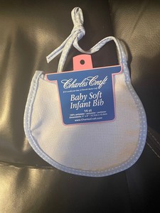 CHARLES CRAFT - BABY SOFT INFANT BIB - BLUE - 14 CT - 5" X 6" - NEW WITH TAG