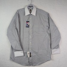 NWT Tommy Hilfiger Dress Shirt Mens 15.5 / 32-33 VTG 90s White Blue Black Stripe