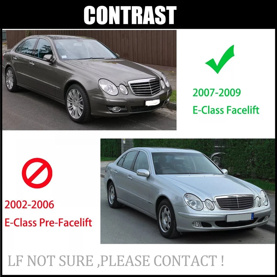 Gloss Black Front Grille Grill For 2007-09 Mercedes Benz W211 E-Class E350 E500 Foto 2 de 4