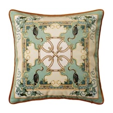 Euro Shams Velvet Teal Throw Pillow Covers 18x18, Bird Pillow Covers Animal P...