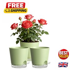 Modern 3 Pack of 15cm Self-Watering Plant Pots with Water Storage Feature