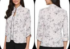Alex Evenings White Black Silver Glitter 2X Jacket 139 Party Wedding Cruise
