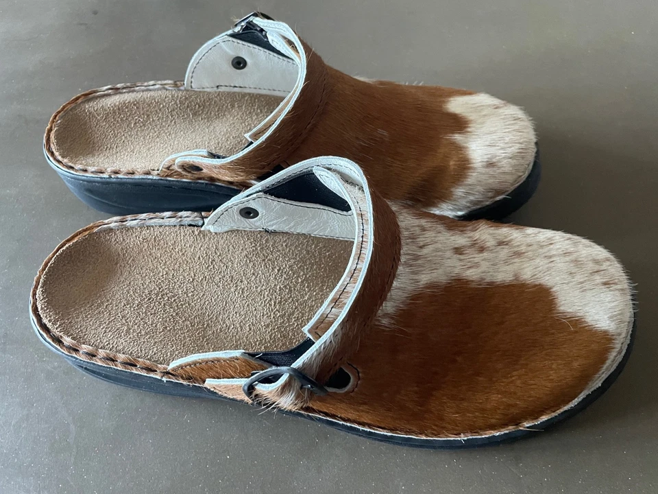 Clogs Damen / Herren Kuhfell Pantoffeln Hausschuhe 42 NEU - Bild 2 von 4