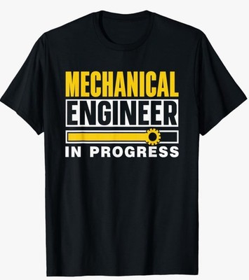 Black Men's Cotton Short Sleeve T-Shirt Mechanical Engineer In Progress Graphic