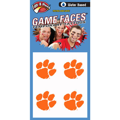 Fan-A-Peel Clemson Water Based Peel and Stick Temporary Tattoos