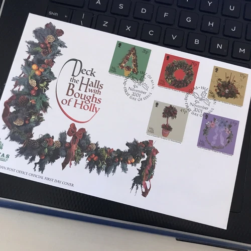 Isle of Man FDC 2001 Christmas Boughs of Holly First Day Cover Unaddressed WCP