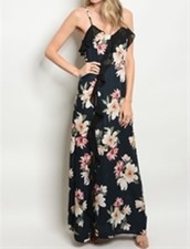BLACK FLORAL SLEEVELESS MAXI DRESS BY VERY J SIZE S,M,L