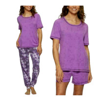 Felina Ladies 3-Piece Lounge PJ Set PURPLE COMBO, SMALL NWT