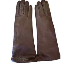 New VTG RETRO Chocolate Brown Leather ladies gloves Bloomingdales Sz 7