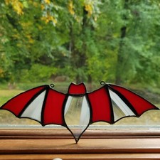 Handmade Stained glass bat spooky decor real glass Halloween decor one-of-a-kind