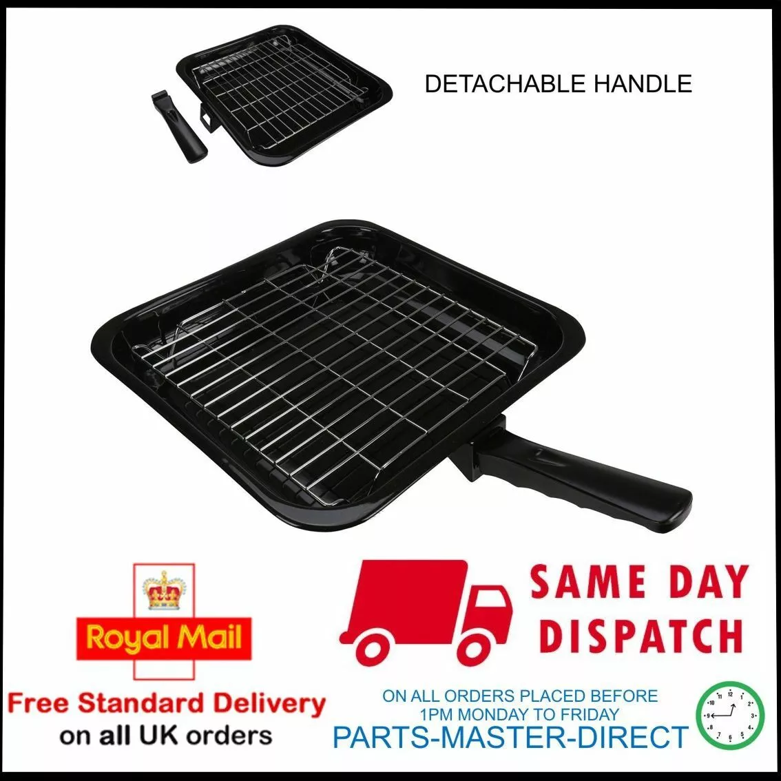 UNIVERSAL COOKER GRILL PAN OVEN TRAY WITH SHELF DETACHABLE HANDLE 380 x 280 mm