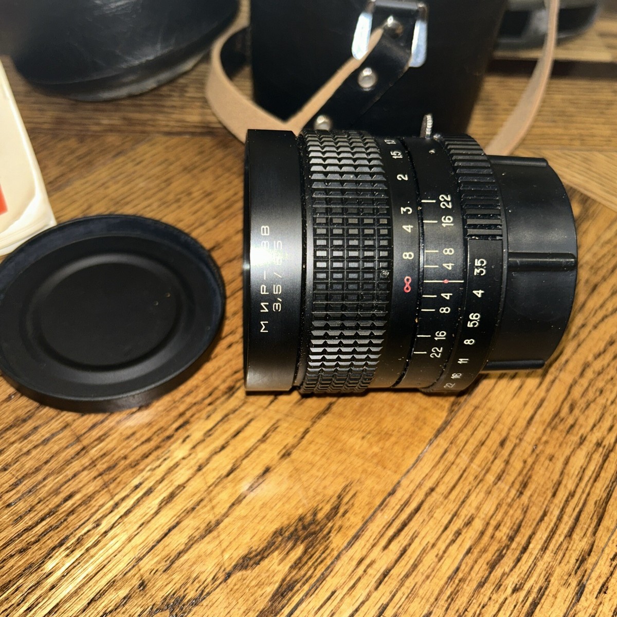 New Vintage MIR 38B 65mm F:3.5 Camera Lens with Hood in Case Kiev