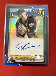 Adler Cecil 2024 Bowman Chrome True BLue Auto 1st Bowman #31/150 #CPA-CA Padres