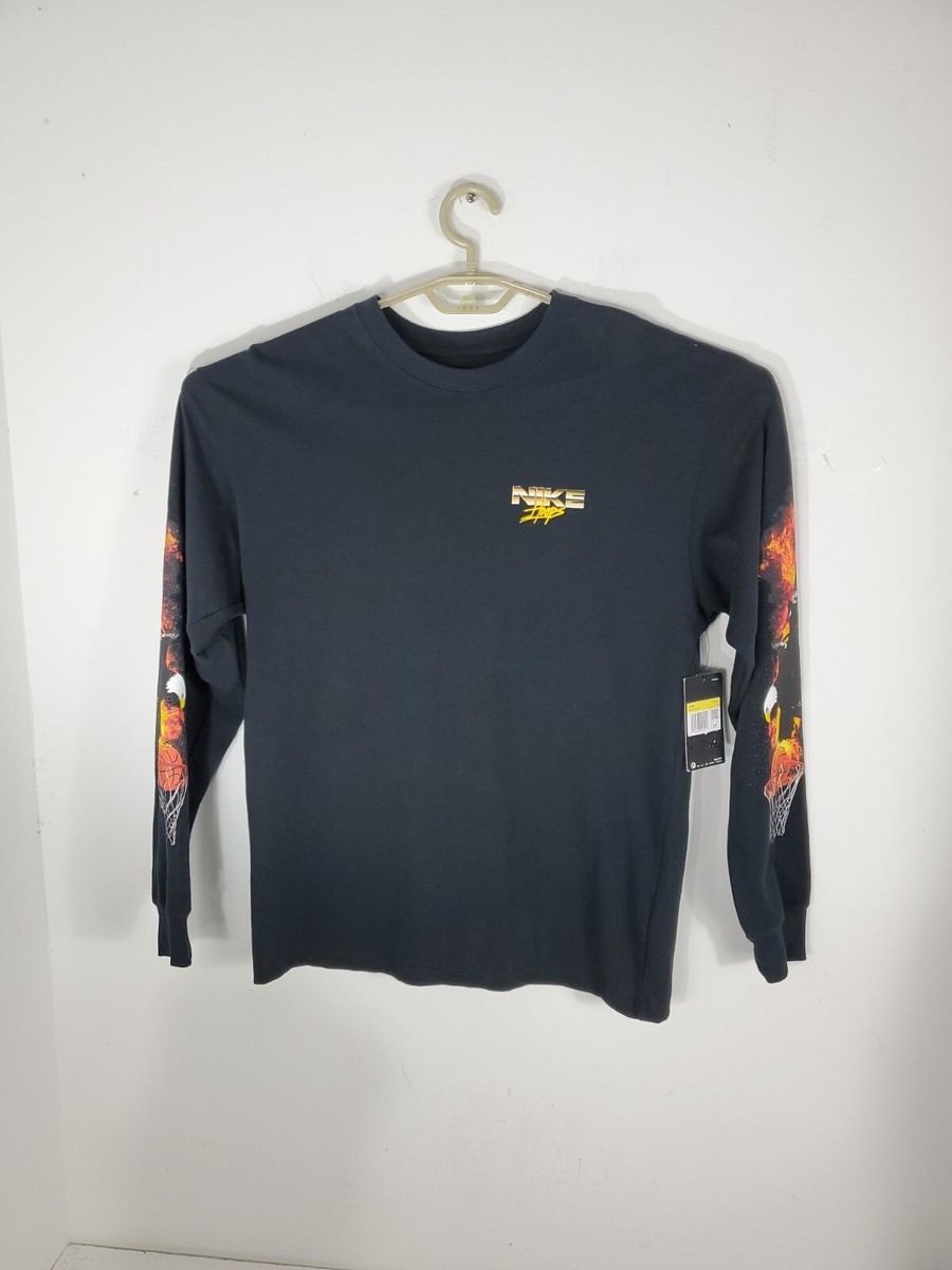 Nike Hoops Basketball Long Sleeve Shirt Loose Fit Black Mens