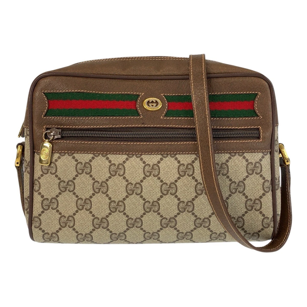 Sac bandoulière GUCCI Web Stripe ancien Gucci 119 02 087 pochette marron beige