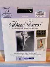 Worthington Sheer Caress pantyhose Off Black size Long Extra Sheer Support