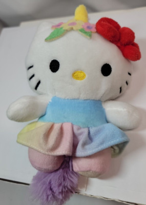 Hello Kitty Plush Rainbow Unicorn by Sanrio Fiesta Toy Stuffed Animal 6in