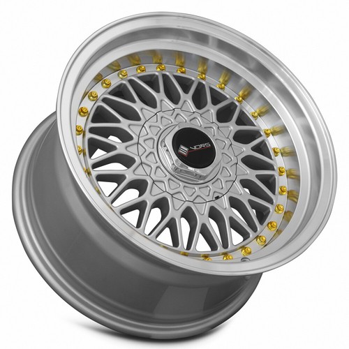 16x8 Vors VR3 4x100,4x114.3 +20 Silver Machine Lip Gold Rivet Wheels (Set of 4) - Picture 3 of 3