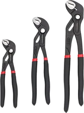 Amazon Basics 3-Piece Quick Release Groove Joint Pliers Set, Drop Forged Chrome