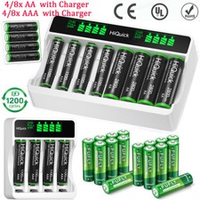 AA AAA Rechargeable Batteries NiMH 1.2V / AA AAA Battery LCD Fast Charger Lot